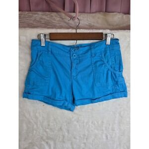 Feathers Jeanswear Blue Utility Shorts Womens Medium Double Button Cuffed Hem